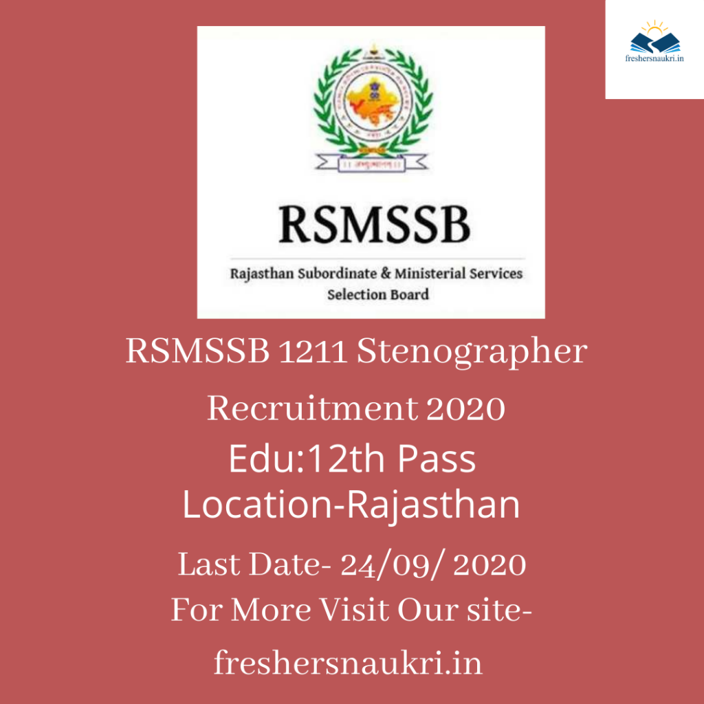 RSMSSB 1211 Stenographer Recruitment 2020
