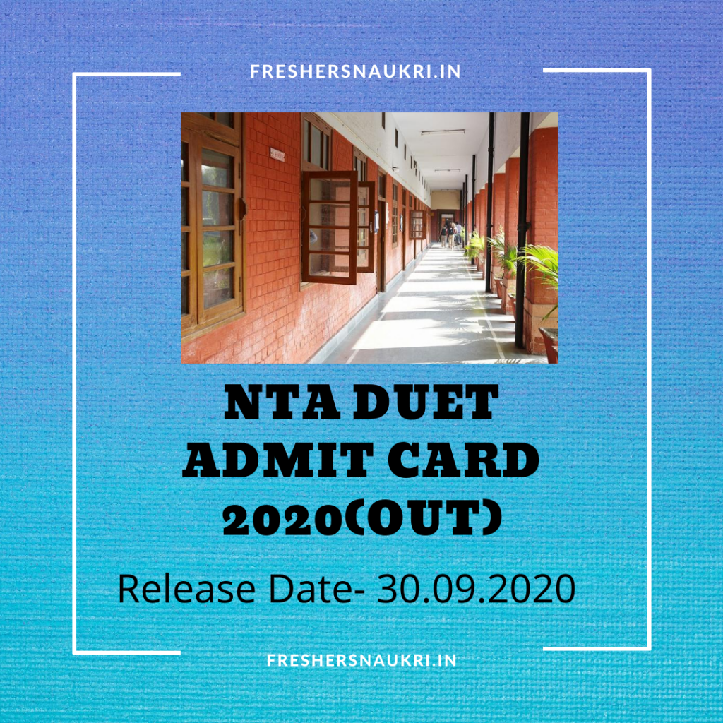 NTA DUET Admit card 2020(Out)
