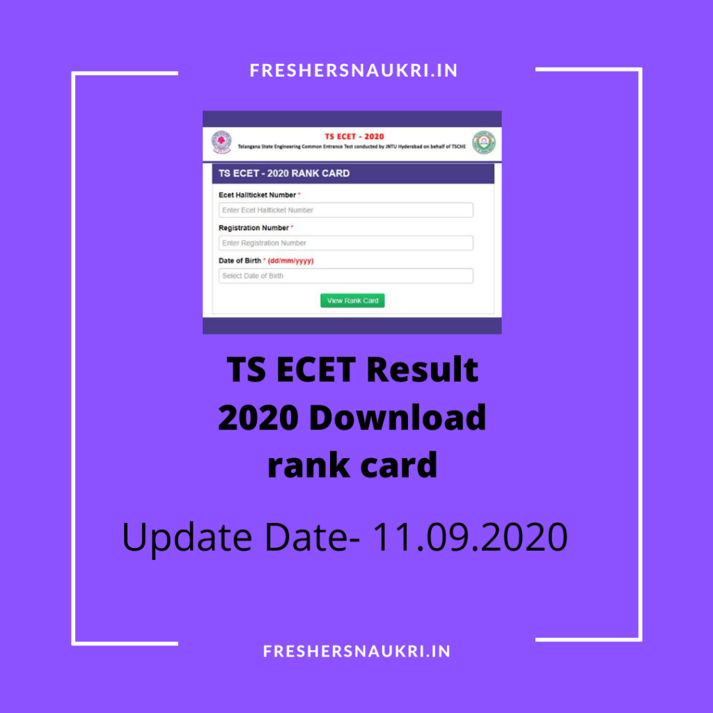 TS ECET Result 2020 Download rank card