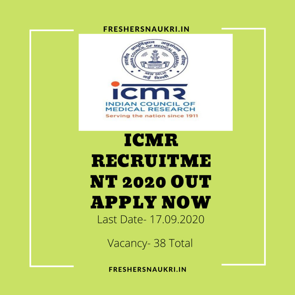 ICMR Recruitment 2020 Out Apply Now