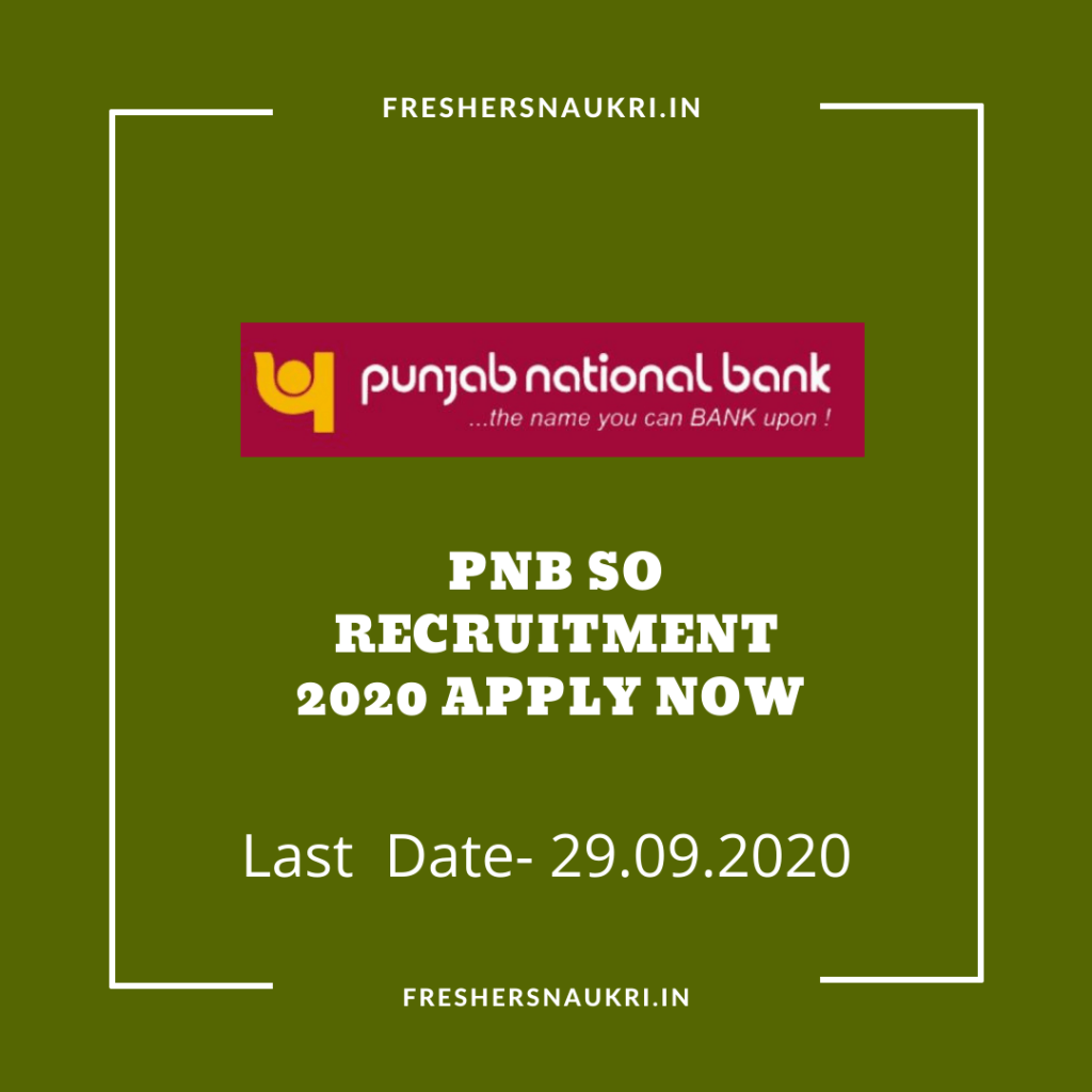 PNB SO Recruitment 2020 Apply Now