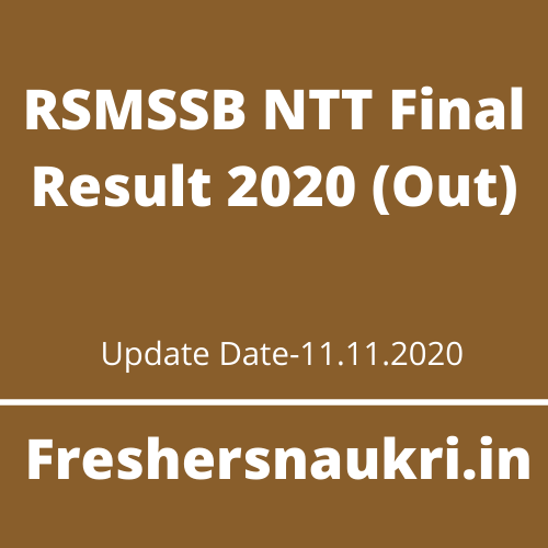 RSMSSB NTT Final Result 2020 (Out)