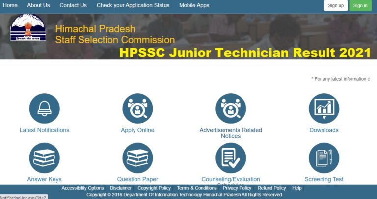 HPSSC Junior Technician Result 2021 (Released) Check Here  @hpsssb.hp.gov.in