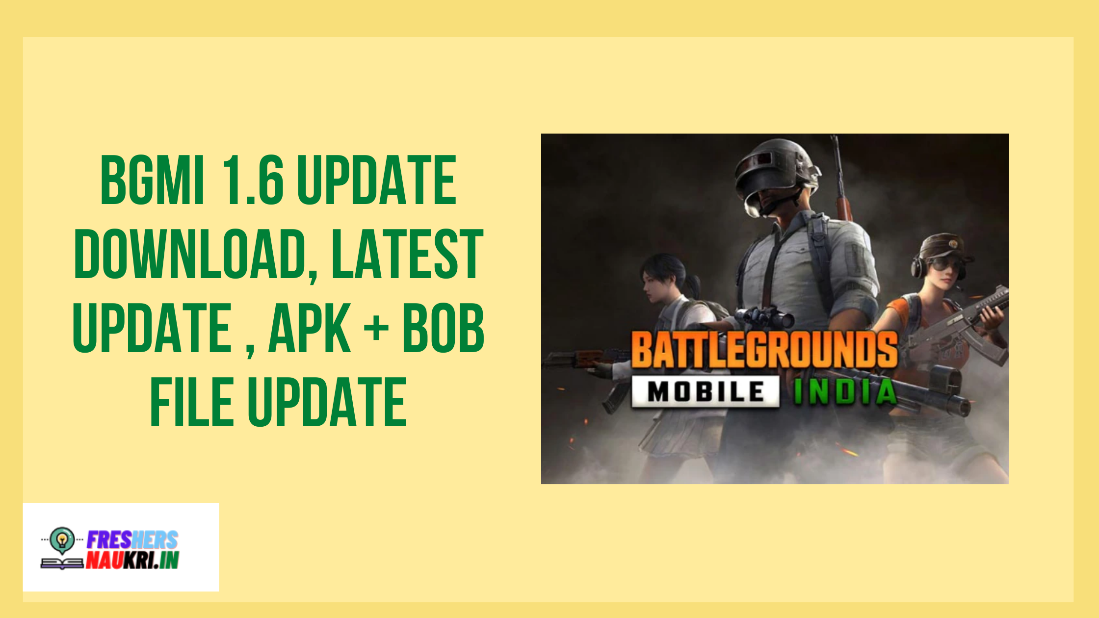 BGMI 1.6 Update download, Latest Update , APK + BOB File Update